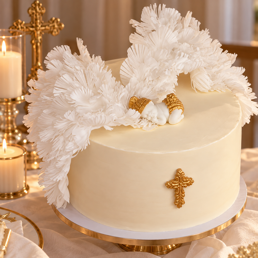 Baptism & Christening Cake with Angel Wings