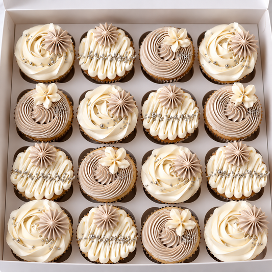 Bridal Shower Cupcakes in Ivory and Champagne