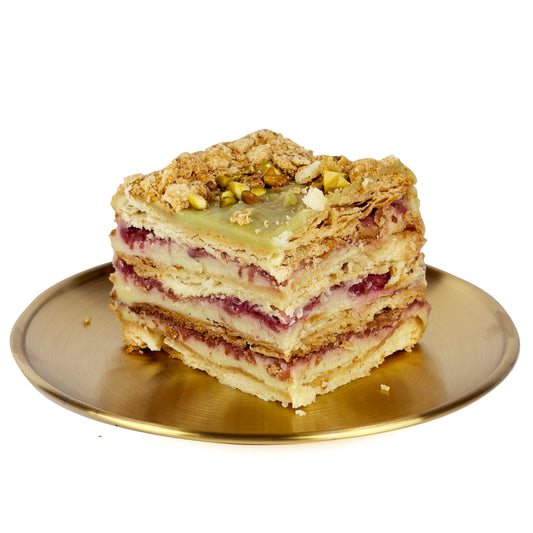 Pistachio Raspberry Napoleon Cake | Mille-Feuille Style