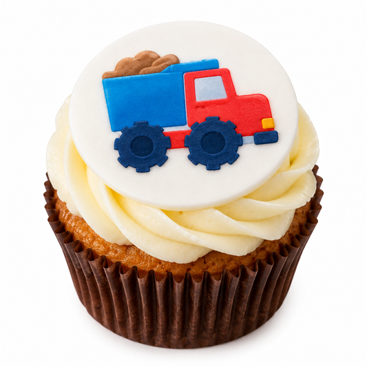 Transportation Birthday Cupcakes with Edible Vehicle Toppers