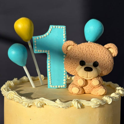 Custom Teddy Bear First Birthday Cake for Baby Boys | 1st Birthday Cake | Palatine, IL