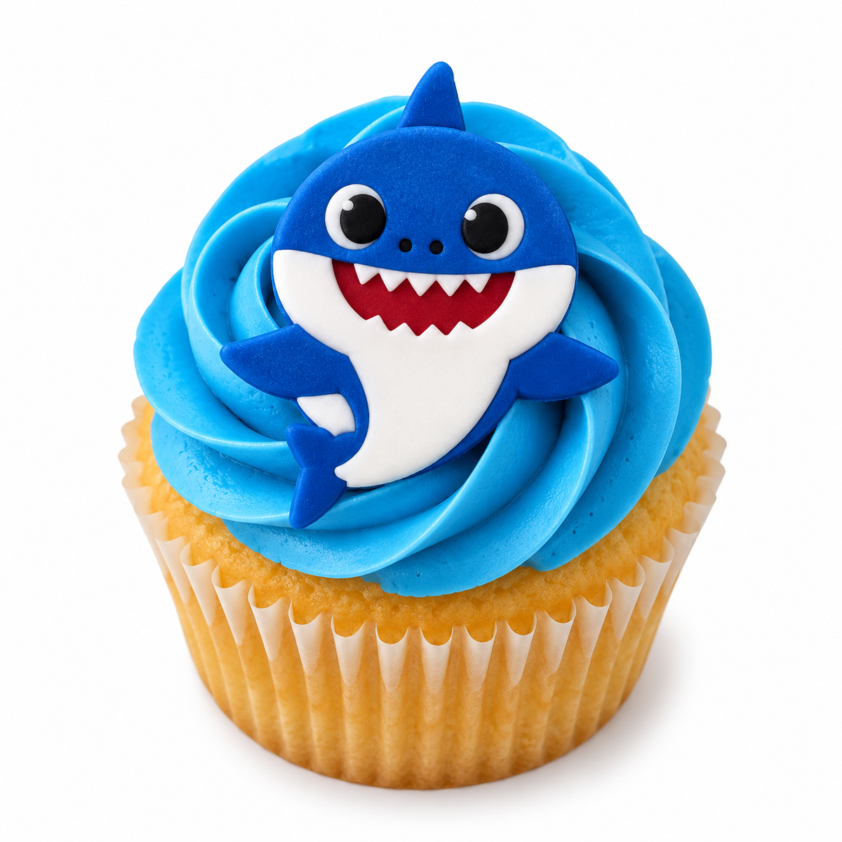 Baby Shark Cupcakes with Edible Shark Family Toppers