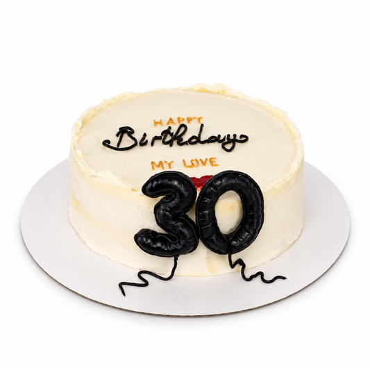 Balloon Number Birthday Cake with Custom Message