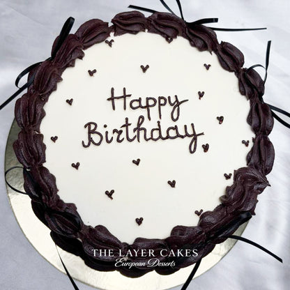 Burgundy Bow Vintage Birthday Cake