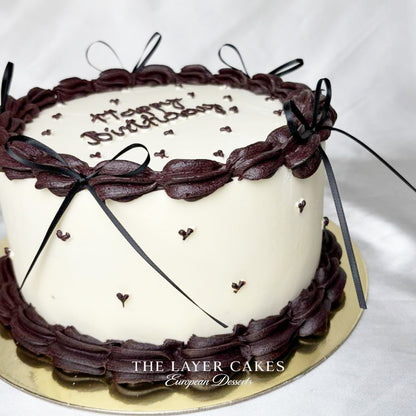 Burgundy Bow Vintage Birthday Cake