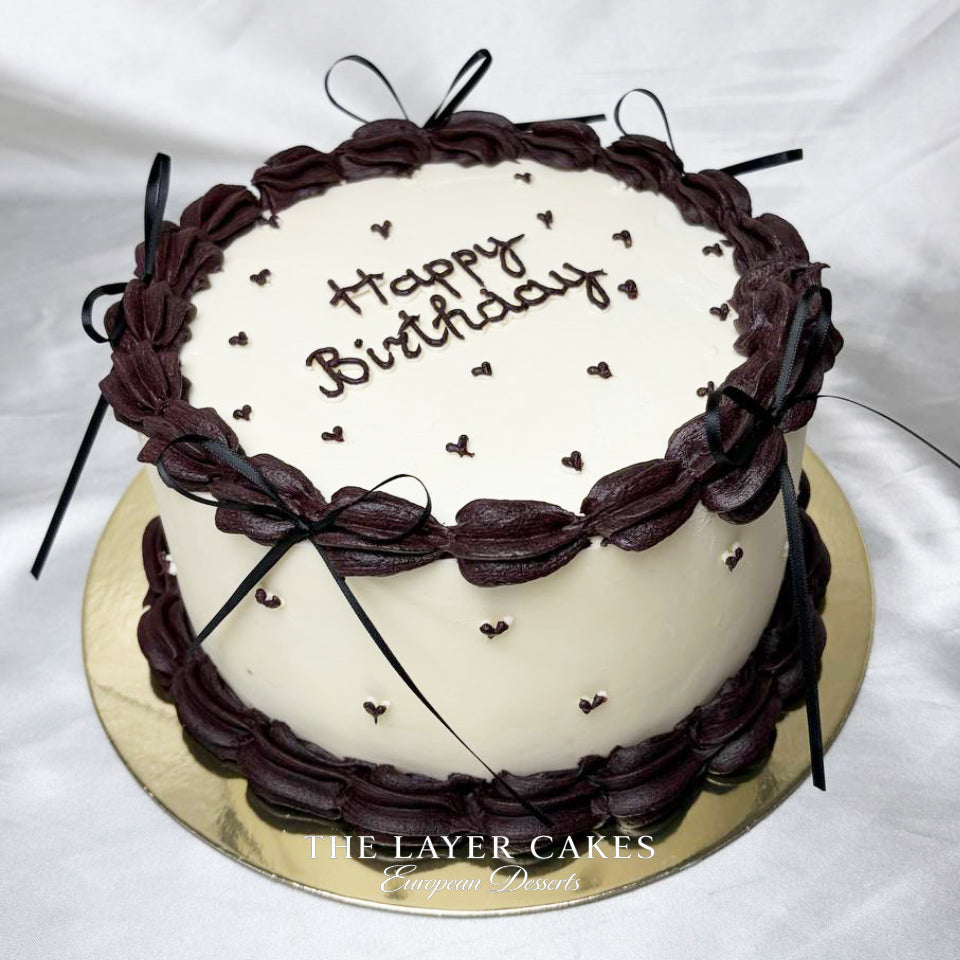 Burgundy Bow Vintage Birthday Cake