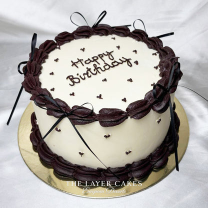Burgundy Bow Vintage Birthday Cake