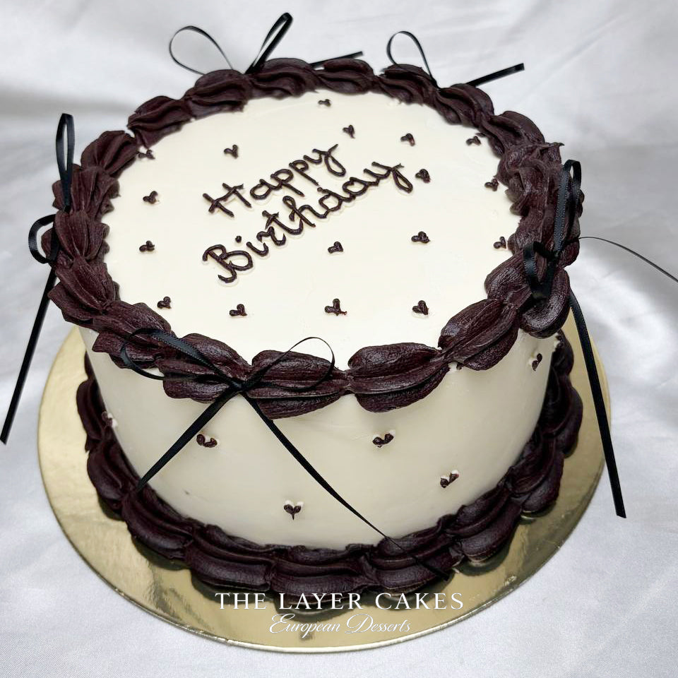 Burgundy Bow Vintage Birthday Cake