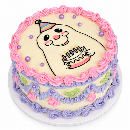 Cute Character Vintage Birthday Cake