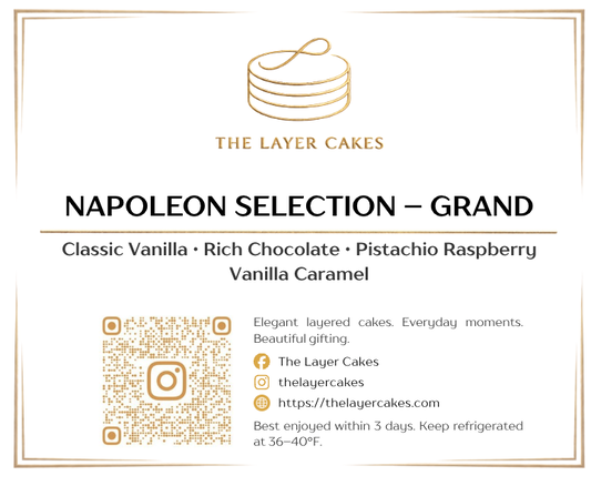 Napoleon Selection – Grand | Classic Vanilla • Rich Chocolate • Pistachio Raspberry • Vanilla Caramel
