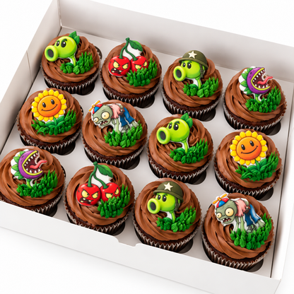 Plants vs Zombies Cupcakes with Edible Character Toppers