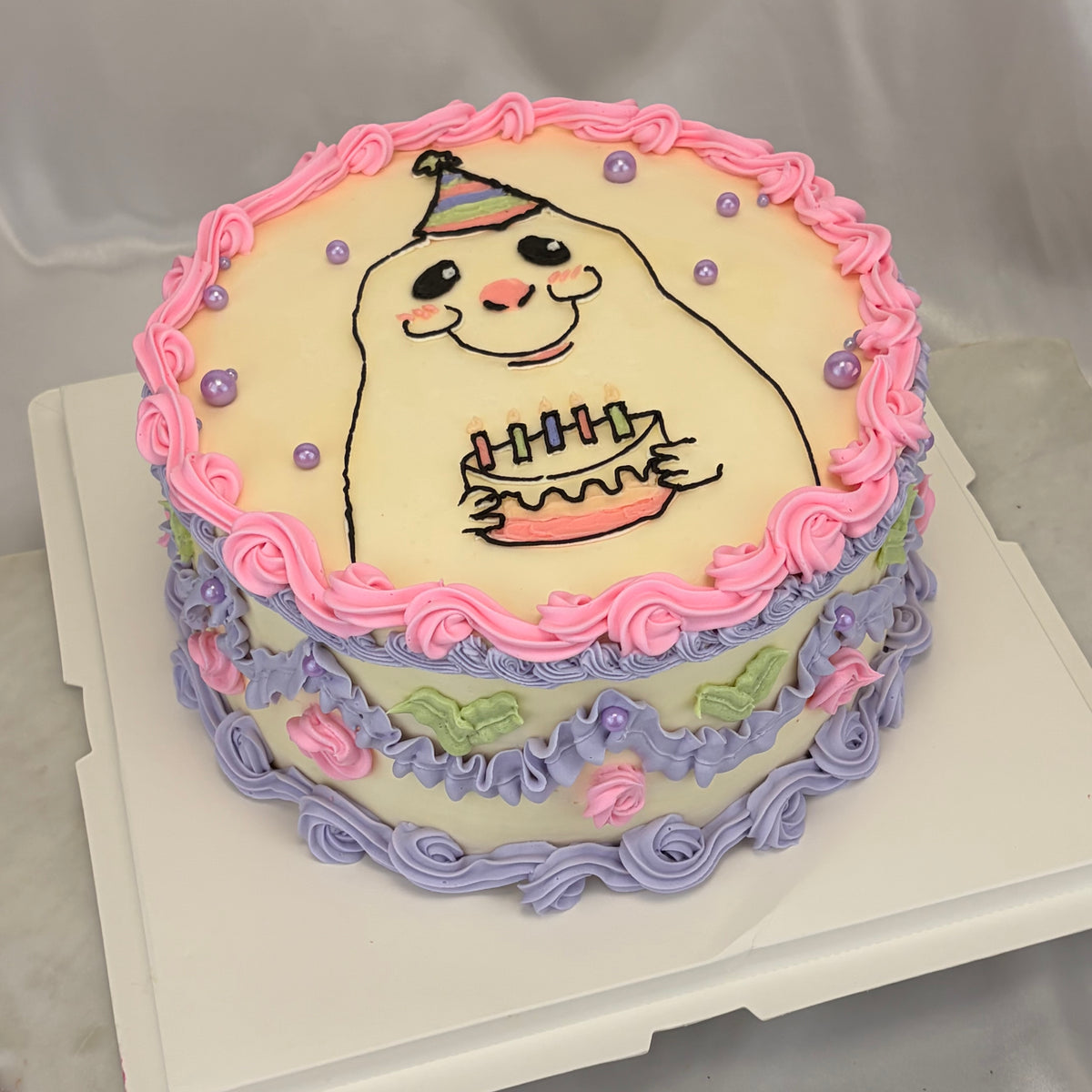 Cute Character Vintage Birthday Cake