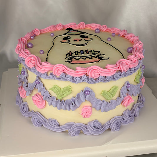 Cute Character Vintage Birthday Cake