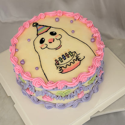Cute Character Vintage Birthday Cake