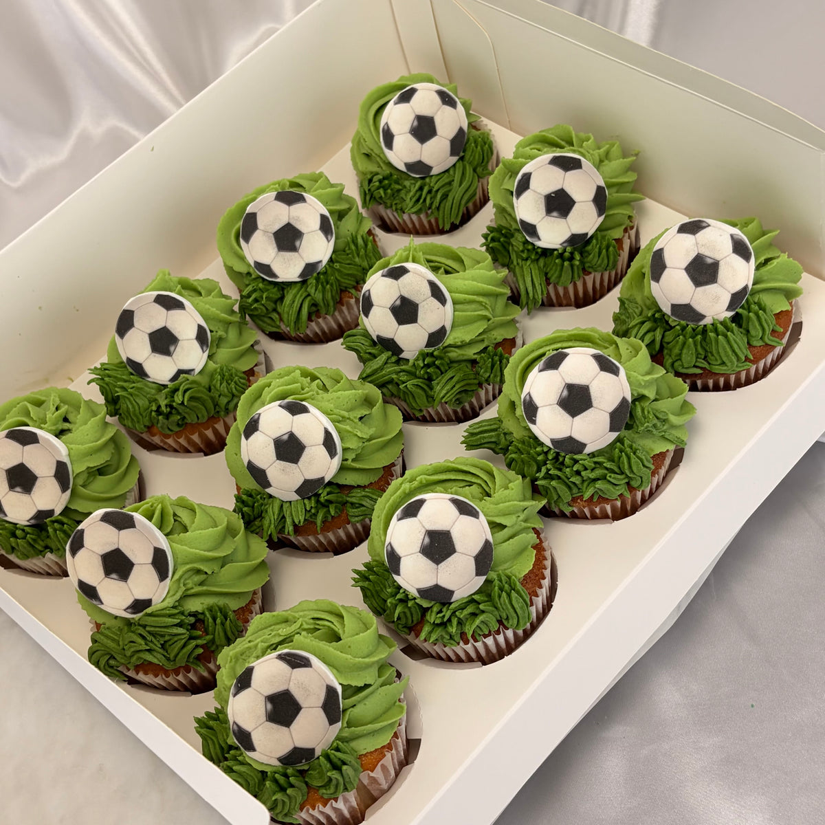 Soccer Cupcakes with Edible Soccer Ball Toppers
