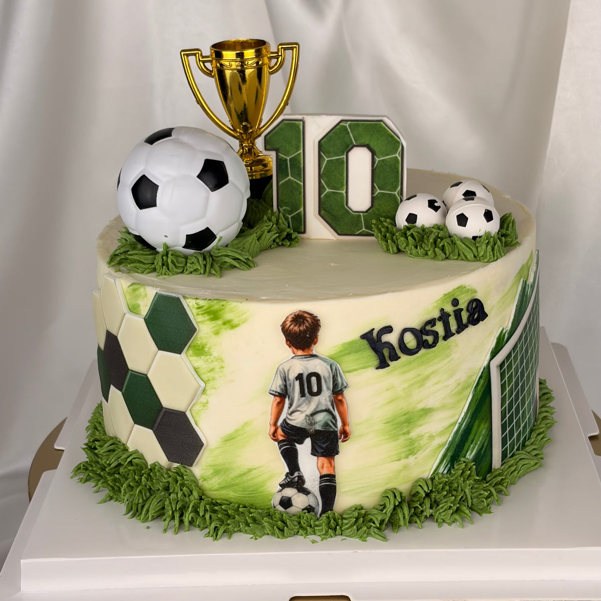 Soccer Birthday Cake with Personalized Player and Jersey Number