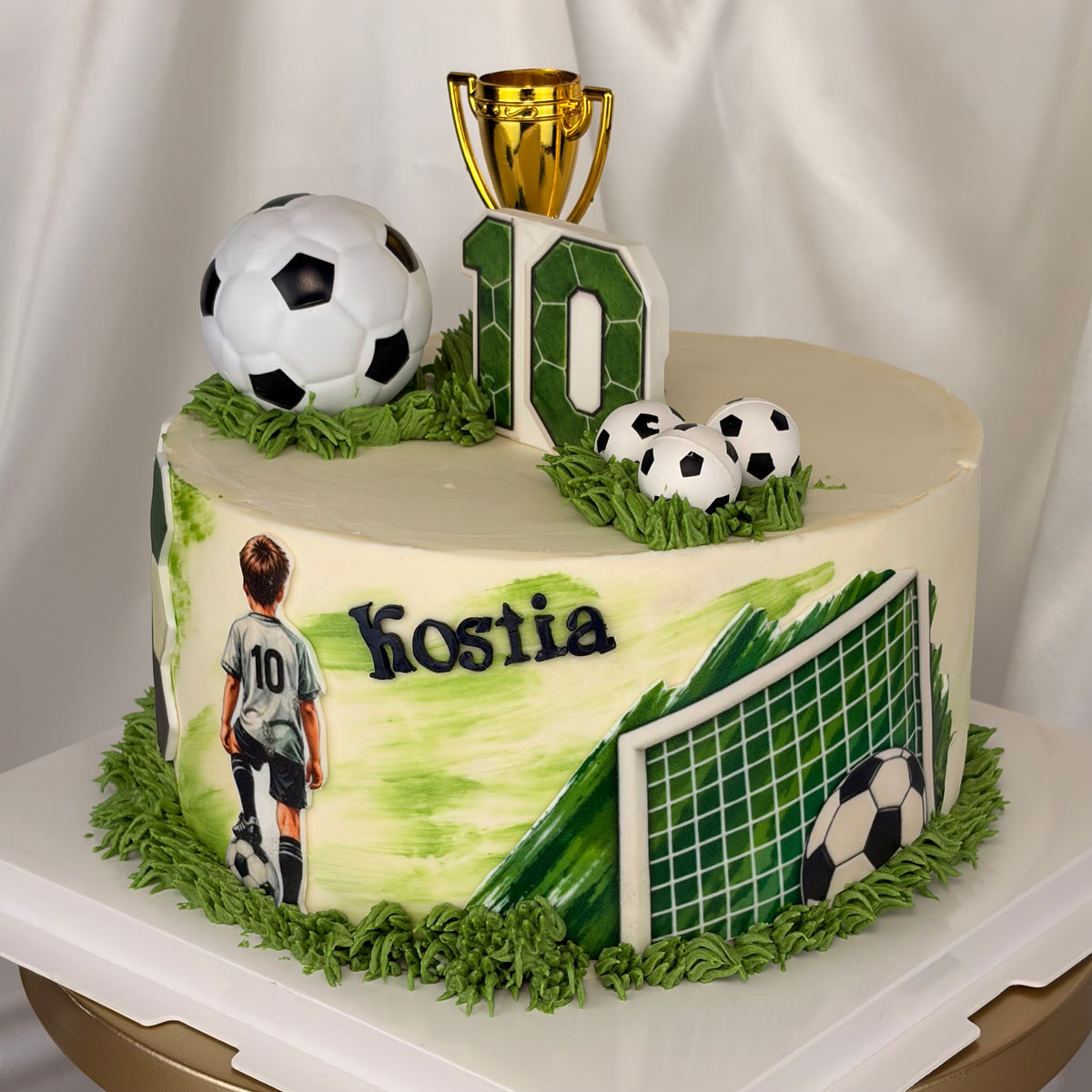 Soccer Birthday Cake with Personalized Player and Jersey Number