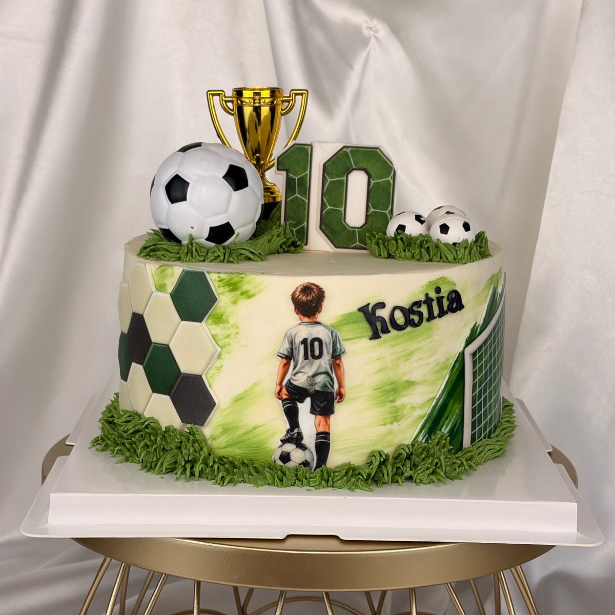 Soccer Birthday Cake with Personalized Player and Jersey Number