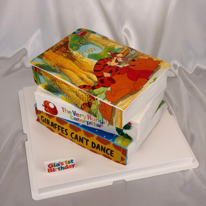 Book Birthday Cake with Custom Edible Storybook Covers