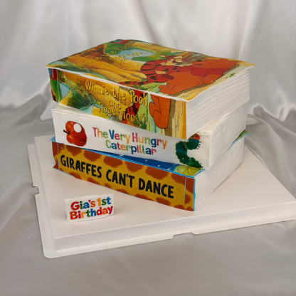 Book Birthday Cake with Custom Edible Storybook Covers