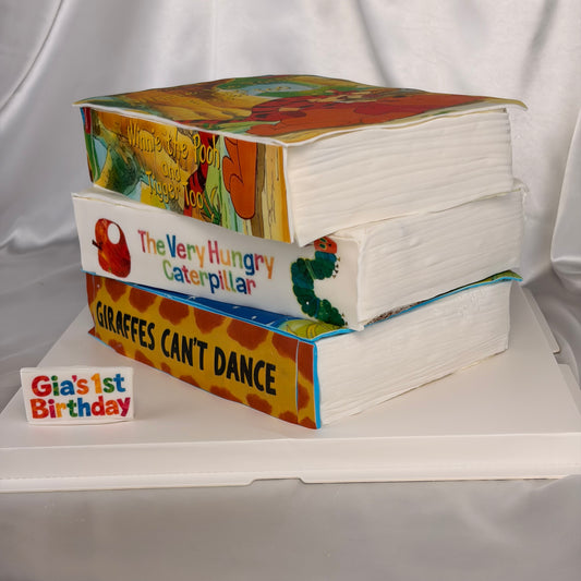 Book Birthday Cake with Custom Edible Storybook Covers