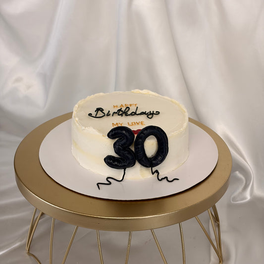 Balloon Number Birthday Cake with Custom Message