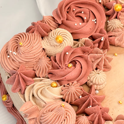 Birthday Sheet Cake with Hand-Piped Dusty Rose Buttercream Rosettes