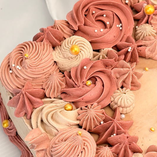 Birthday Sheet Cake with Hand-Piped Dusty Rose Buttercream Rosettes