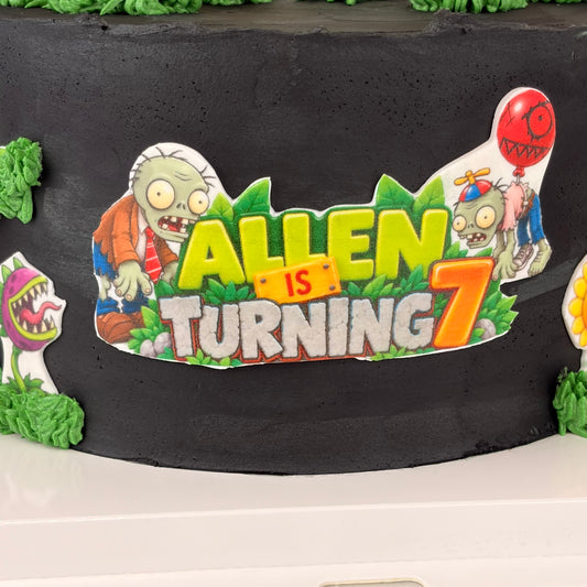 Plants vs Zombies Cake with Custom Name and Age