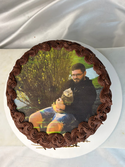 Picture Cake with Edible Photo Top and Chocolate Buttercream
