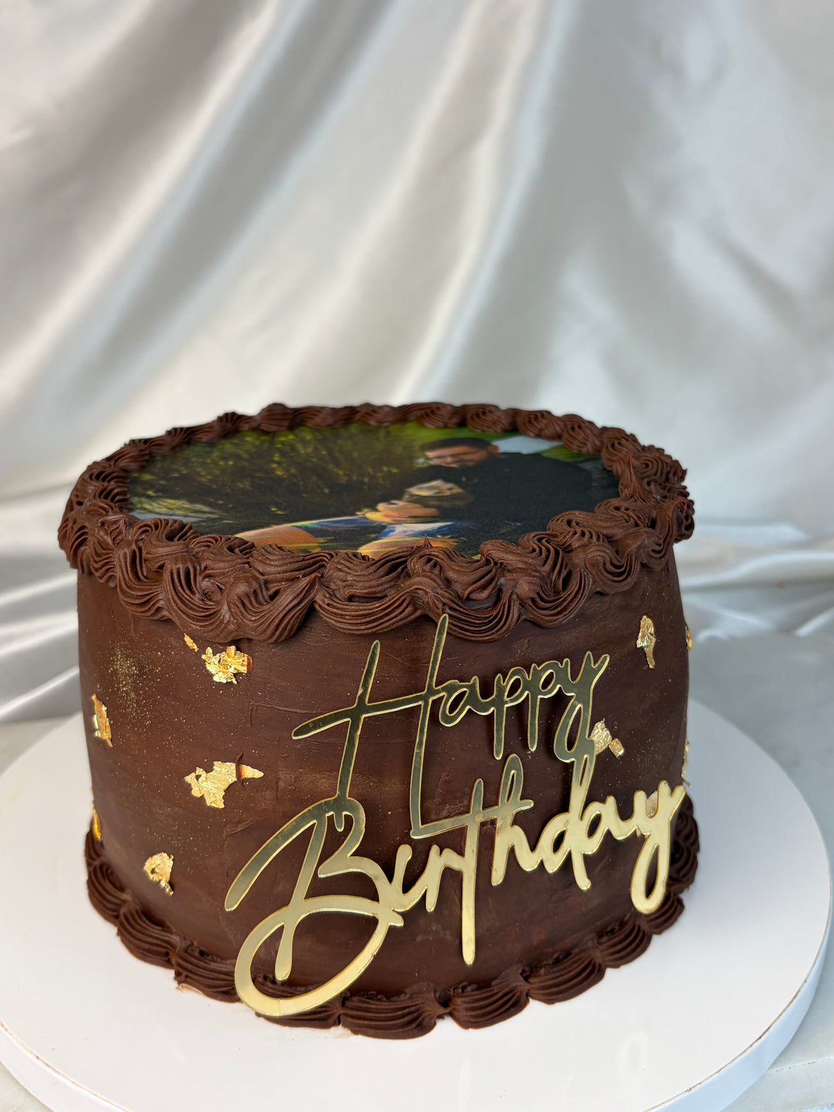 Picture Cake with Edible Photo Top and Chocolate Buttercream
