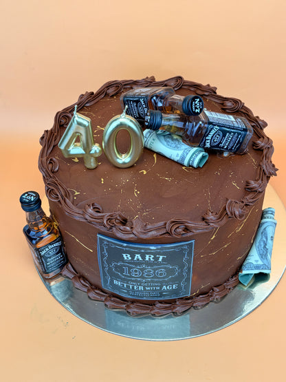 Vintage Whiskey Birthday Cake
