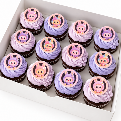 Labubu Birthday Cupcakes with Edible Image Toppers