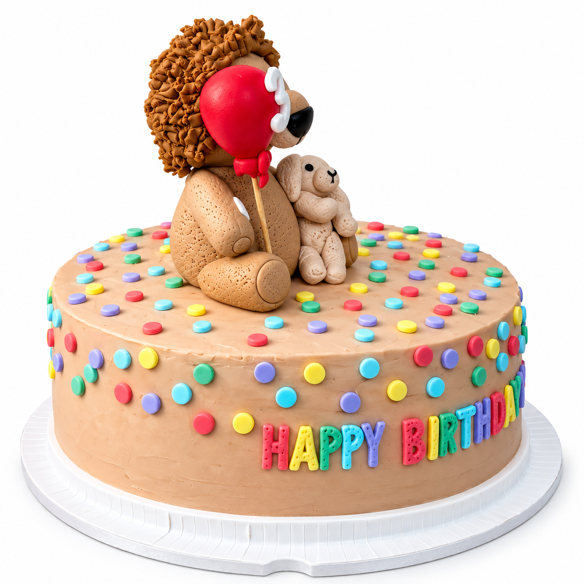 Lion Birthday Cake with Handmade 3D Fondant Lion and Bunny