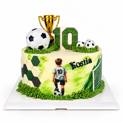 Soccer Birthday Cake with Personalized Player and Jersey Number