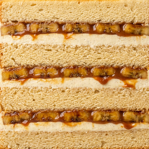 Slice of vanilla caramel banana cake