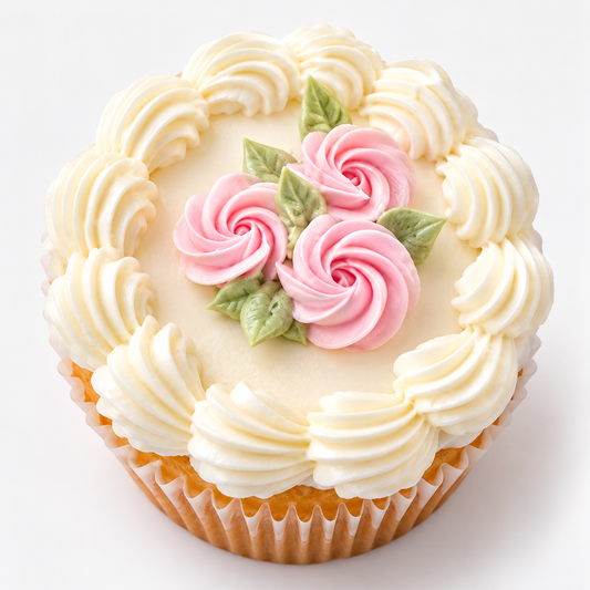 Wedding Cupcakes with Hand-Piped Vintage Roses