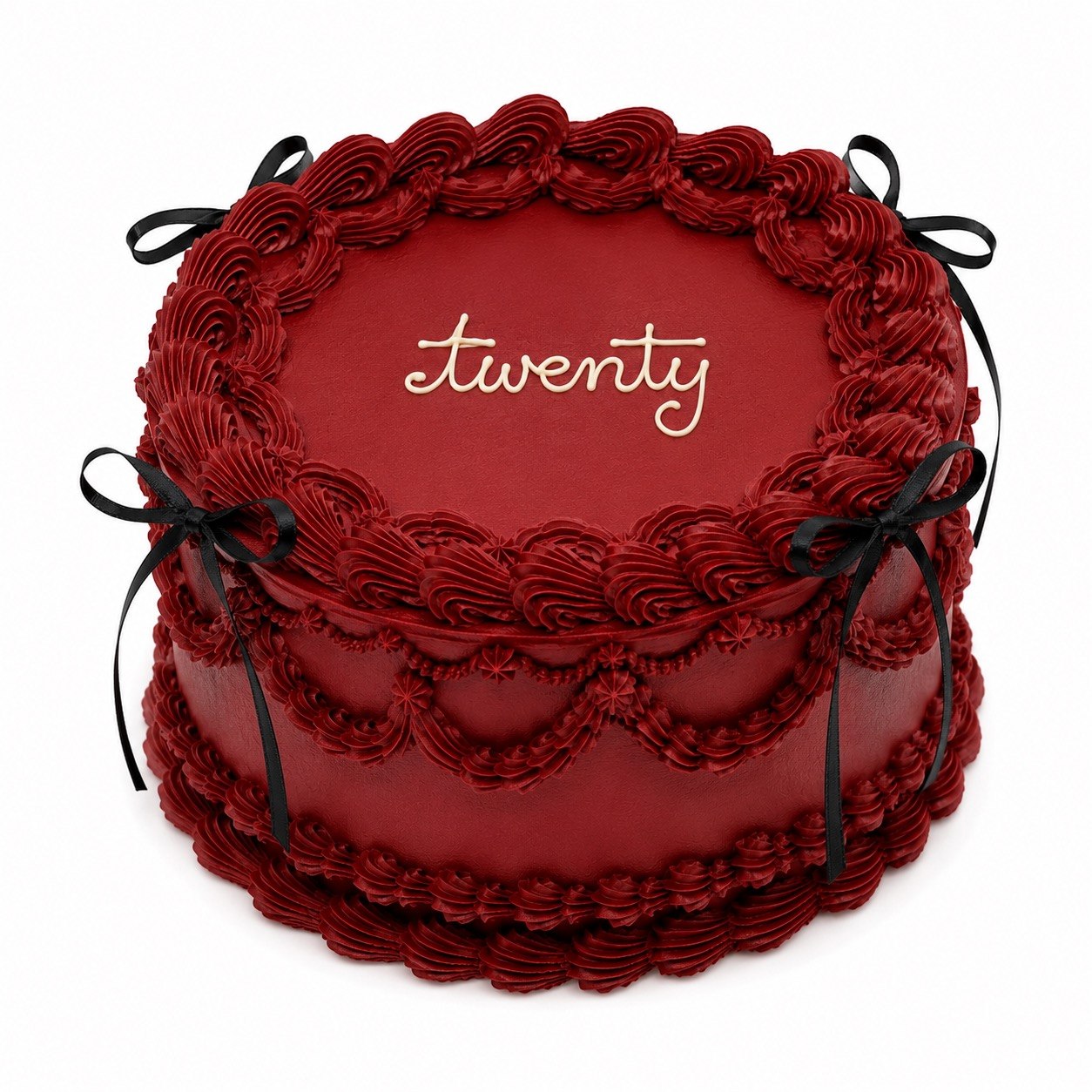 Vintage Burgundy Lambeth Birthday Cake | Custom Buttercream Cake