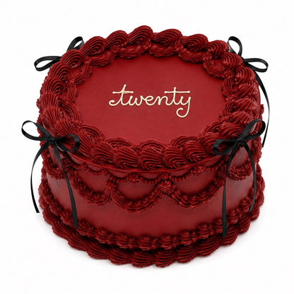 Vintage Burgundy Lambeth Birthday Cake | Custom Buttercream Cake
