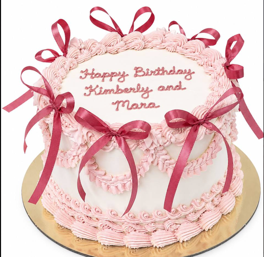 Pink Lambeth Birthday Cake with Satin Bows