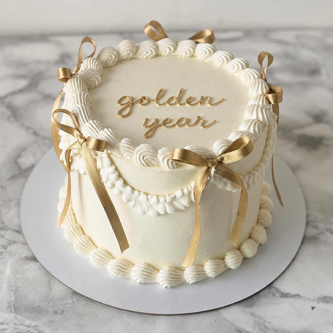 Golden Year First Birthday Vanilla Cake