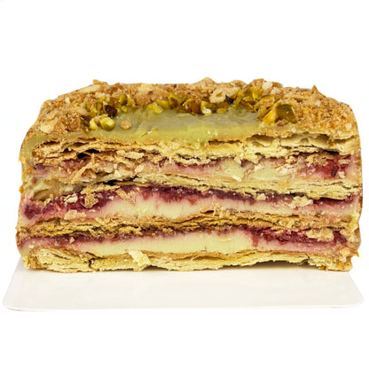 Pistachio Raspberry Napoleon Cake | Mille-Feuille Style