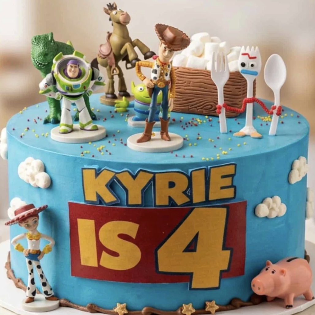 Toy Story-Themed Birthday Cake with Custom Name Banner
