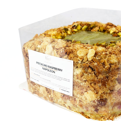 Pistachio Raspberry Napoleon Cake | Mille-Feuille Style