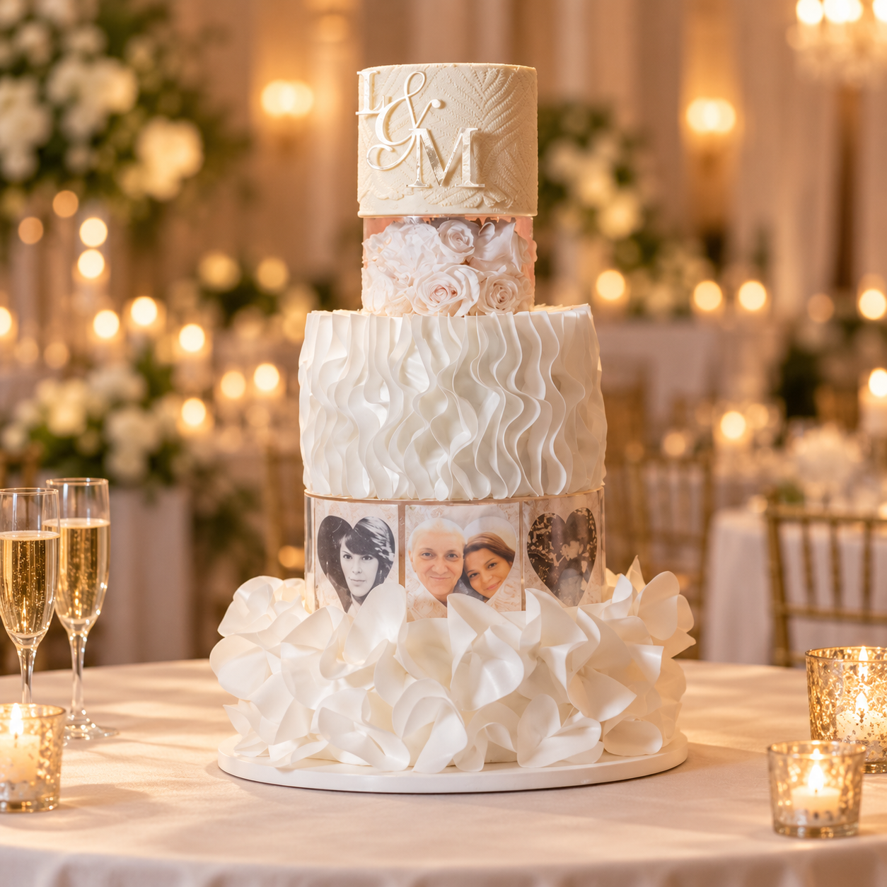 Custom wedding cake by The Layer Cakes, northwest Chicago suburbs